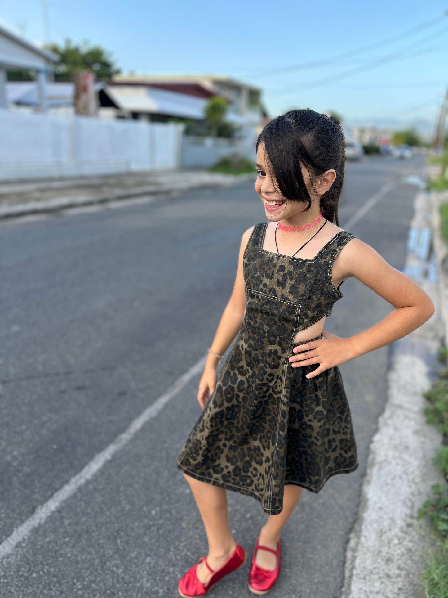 Denim Leopard dress